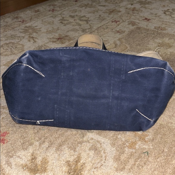 LL BEAN 80s vintage Canvas Boat and Tote Bag Blue and White Sawtooth tag - Picture 9 of 16